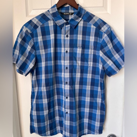 Mens Arcteryx Brohm Short Sleeve Button Up Outdoor Plaid Shirt Large - Picture 3 of 9